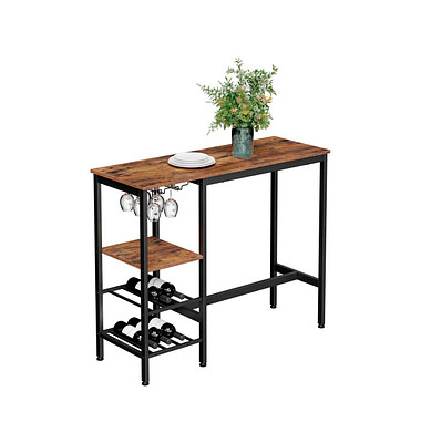 Bistrotisch LBT013B01, 90cm (H), 110x40cm (BxT), rechteckig, braun / schwarz