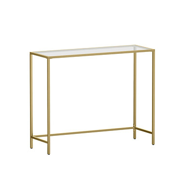 Konsolentisch LGT26G, 80cm (H), 100x35cm (BxT), rechteckig, glasklar / gold