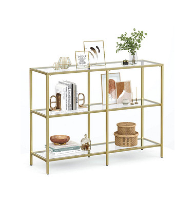Konsolentisch LGT27G, 73cm (H), 100x30cm (BxT), rechteckig, glasklar / gold