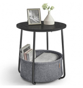 Beistelltisch LET223B01, 50cm (H), 45x45cm (BxT), rund, schwarz / schwarz