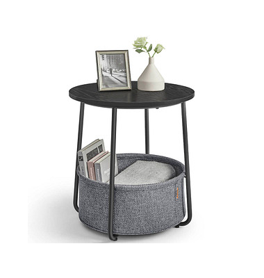 Beistelltisch LET223B01, 50cm (H), 45x45cm (BxT), rund, schwarz / schwarz