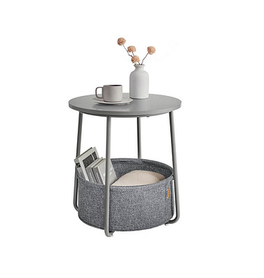 Beistelltisch LET223G36, 50cm (H), 45x45cm (BxT), rund, dunkelgrau / grau