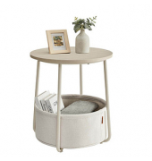 Beistelltisch LET223K67, 50cm (H), 45x45cm (BxT), rund, creme / beige