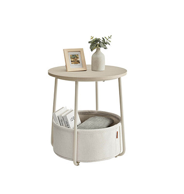 Beistelltisch LET223K67, 50cm (H), 45x45cm (BxT), rund, creme / beige