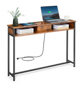 Konsolentisch LNT111K01, 81cm (H), 120x25cm (BxT), rechteckig, braun / schwarz