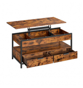 Couchtisch, 48-63cm (H), 100x50cm (BxT), rechteckig, braun / schwarz