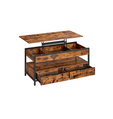 Couchtisch, 48-63cm (H), 100x50cm (BxT), rechteckig, braun / schwarz