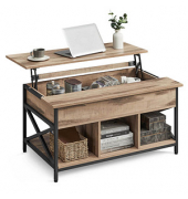 Couchtisch, 48 / 62cm (H), 95x60cm (BxT), rechteckig, hellbraun / schwarz