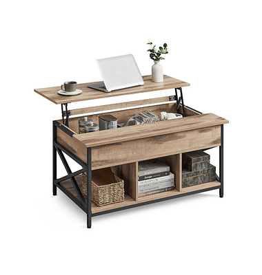 Couchtisch, 48 / 62cm (H), 95x60cm (BxT), rechteckig, hellbraun / schwarz