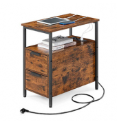 Beistelltisch LET325B01, 61cm (H), 35x60cm (BxT), rechteckig, braun / schwarz