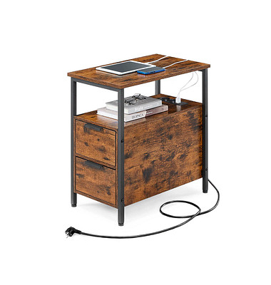 Beistelltisch LET325B01, 61cm (H), 35x60cm (BxT), rechteckig, braun / schwarz