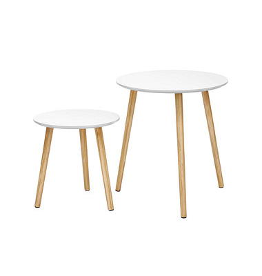 Beistelltisch LET07WN, 35 / 50cm (H), 35 / 45cmx35 / 45cm (BxT), rund, weiß / braun