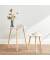 Beistelltisch LET07WN, 35 / 50cm (H), 35 / 45cmx35 / 45cm (BxT), rund, weiß / braun