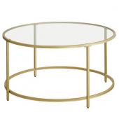 Couchtisch, 45,5cm (H), 84x84cm (BxT), rund, glasklar / gold