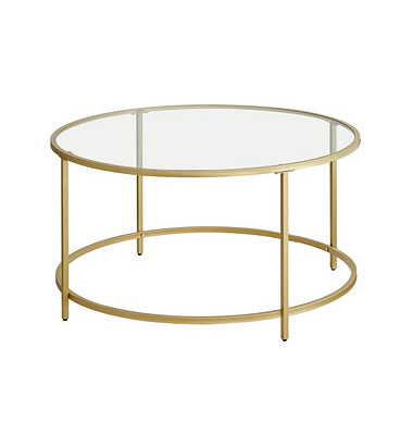 Couchtisch, 45,5cm (H), 84x84cm (BxT), rund, glasklar / gold