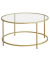 Couchtisch, 45,5cm (H), 84x84cm (BxT), rund, glasklar / gold