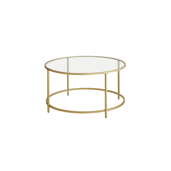 6955880340996 - Couchtisch 455cm (H) 84x84cm (BxT) rund glasklar gold 6955880340996 VASAGLE 6955880340996 - Couchtisch 455cm (H) 84x84cm (BxT) rund glasklar gold 6955880340996 VASAGLE