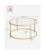 Couchtisch, 45,5cm (H), 84x84cm (BxT), rund, glasklar / gold
