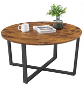 Couchtisch, 47cm (H), 88x88cm (BxT), rund, braun / schwarz
