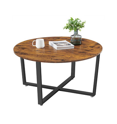 Couchtisch, 47cm (H), 88x88cm (BxT), rund, braun / schwarz