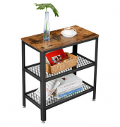 Beistelltisch LET33BX, 60cm (H), 60x30cm (BxT), rechteckig, braun / schwarz