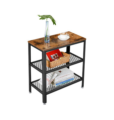 Beistelltisch LET33BX, 60cm (H), 60x30cm (BxT), rechteckig, braun / schwarz