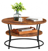 Couchtisch, 45cm (H), 80x80cm (BxT), rund, braun / schwarz