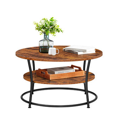 Couchtisch, 45cm (H), 80x80cm (BxT), rund, braun / schwarz