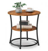 Beistelltisch LET56BX, 55cm (H), 55x55cm (BxT), rund, braun / schwarz