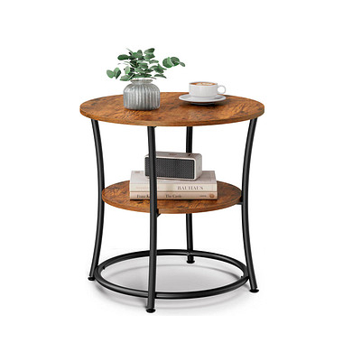 Beistelltisch LET56BX, 55cm (H), 55x55cm (BxT), rund, braun / schwarz