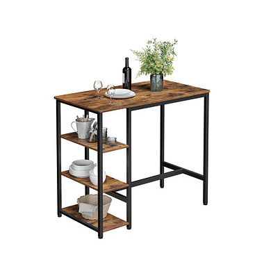 Bistrotisch LBT11X, 100cm (H), 109x60cm (BxT), rechteckig, braun / schwarz