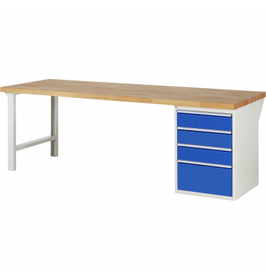 RAU Werkbank 2500x900x890mm 4xSchublade-TA l.gre.bl