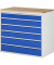 RAU Schubl.schrank 1145x650x1035mm B-Top-25mm 6xSchublade-TA l.gre.bl