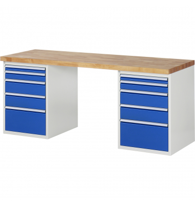 RAU Werkbank 2000x700x890mm 10xSchublade-TA l.gre.bl