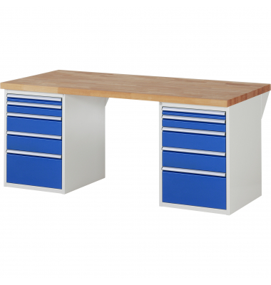 RAU Werkbank 2000x900x890mm 10xSchublade-TA l.gre.bl