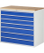 RAU Schubl.schrank 1145x650x1035mm B-Top-25mm 7xSchublade-TA l.gre.bl
