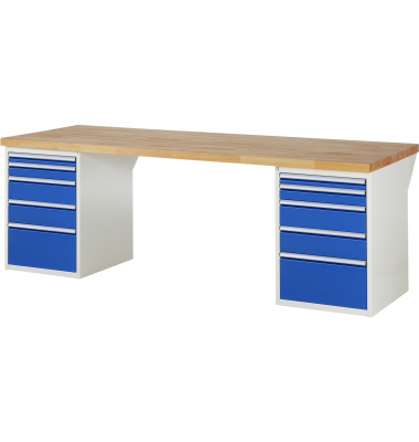 RAU Werkbank 2500x900x890mm 10xSchublade-TA l.gre.bl