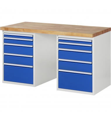 RAU Werkbank 1500x700x890mm 10xSchublade-TA l.gre.bl