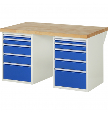 RAU Werkbank 1500x900x890mm 10xSchublade-TA l.gre.bl