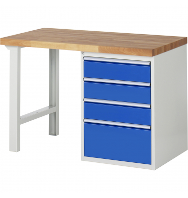 RAU Werkbank 1250x700x890mm 4xSchublade-TA l.gre.bl