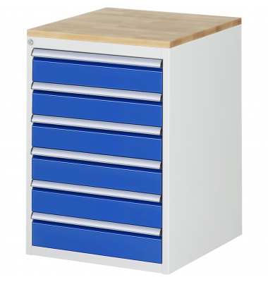 RAU Schubl.schrank 580x650x825mm B-Top-25mm 6xSchublade-TA l.gre.bl