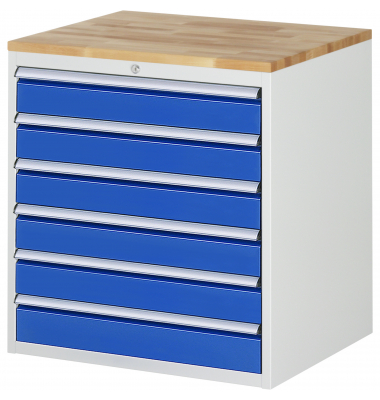 RAU Schubl.schrank 770x650x825mm B-Top-25mm 6xSchublade-TA l.gre.bl