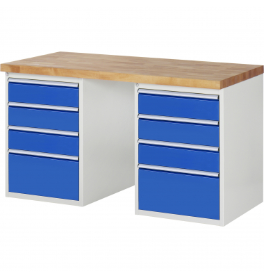 RAU Werkbank 1500x700x890mm 8xSchublade-TA l.gre.bl