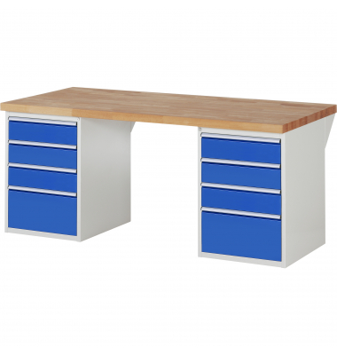 RAU Werkbank 2000x900x890mm 8xSchublade-TA l.gre.bl