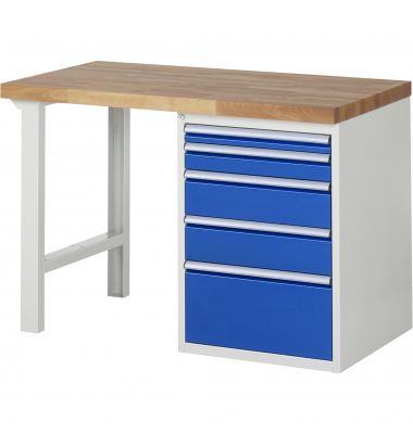 RAU Werkbank 1250x700x890mm 5xSchublade-TA l.gre.bl