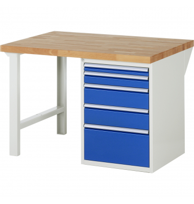 RAU Werkbank 1250x900x890mm 5xSchublade-TA l.gre.bl