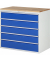 RAU Schubl.schrank 1145x650x1035mm B-Top-25mm 5xSchublade-TA l.gre.bl