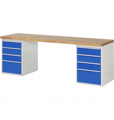 RAU Werkbank 2500x700x890mm 8xSchublade-TA l.gre.bl
