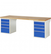 RAU Werkbank 2500x900x890mm 8xSchublade-TA l.gre.bl