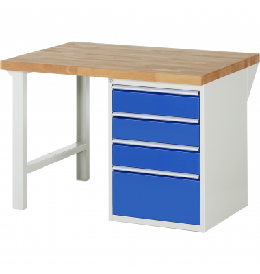 RAU Werkbank 1250x900x890mm 4xSchublade-TA l.gre.bl